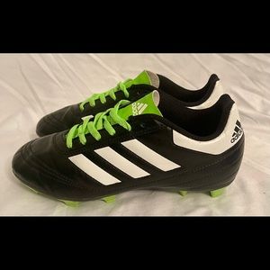 Adidas Soccer Cleats Girls Boys Youth US Size 3- Black White with Green